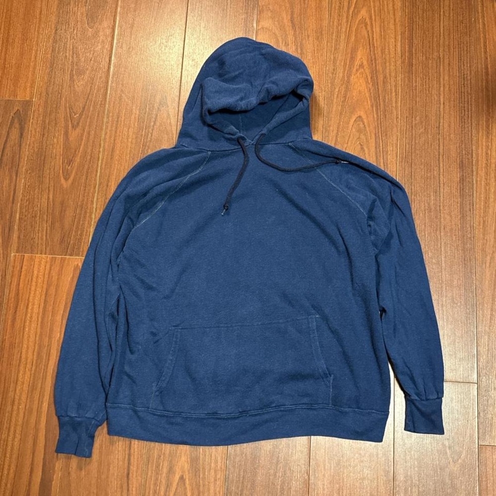 Vintage 70s 60s Raglan‎ Blue Pullover Hoodie Size Mens Large